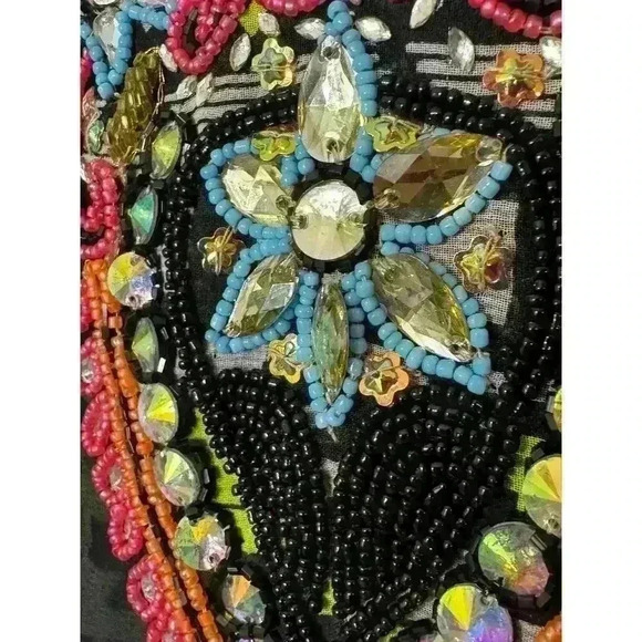 Lucky & Coco Medium Tunic Beach Wear Swim Cover Up Heavily Beaded Embellished - Picture 2 of 13